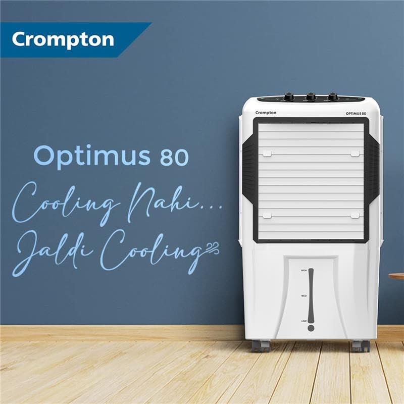 Image of Crompton Optimus Desert Air Cooler 80L| High density honeycomb| Auto fill| Water Level indicator| Fully collapsible Louvers| 4 way Air deflection| Humidity control| Cooling mode & Auto Swing