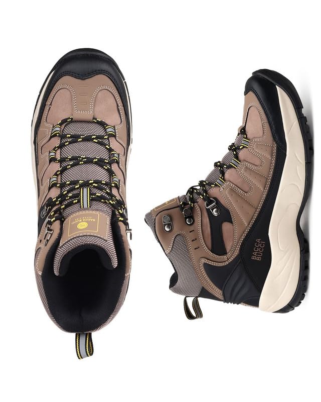 Image of Bacca Bucci Men's Mid-Top Trekking Boots with Rugged Grip Sole, Padded Ankle Support & Secure Lace-Hook Closure