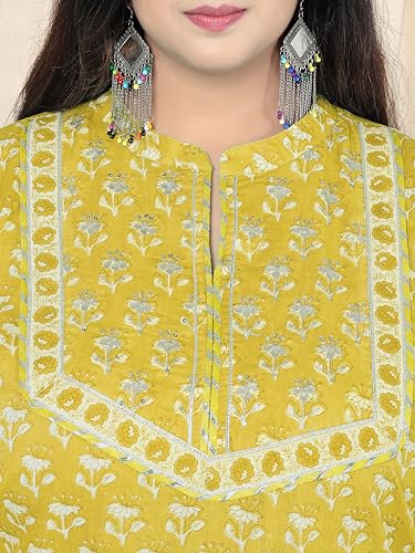 Image of MIRCHI FASHION Pure Cotton Plus Size Straight Kurta Set with Dupatta | 3 Piece Summer Ethnic Kurta Pant Set | Office Wear Salwar Suit for Women