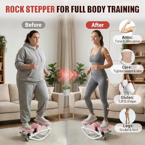 Image of Rock Stepper for Exercise at Home, Rocking Stepper Side to Side with Resistance Bands & Digital Display, 300 LBS Capacity Full Body Workout Low-Impact Knee-Friendly Anti-Slip Side Stepper