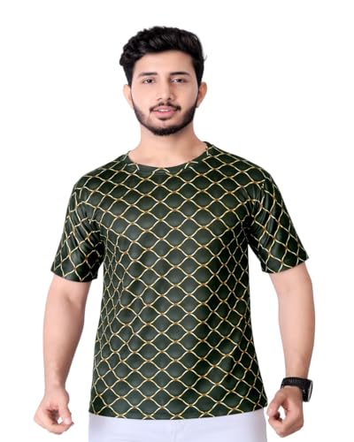 Image of Round Collar Cotton Poly Striped Printed T Shirt for Men Half Sleeve T-Shirt