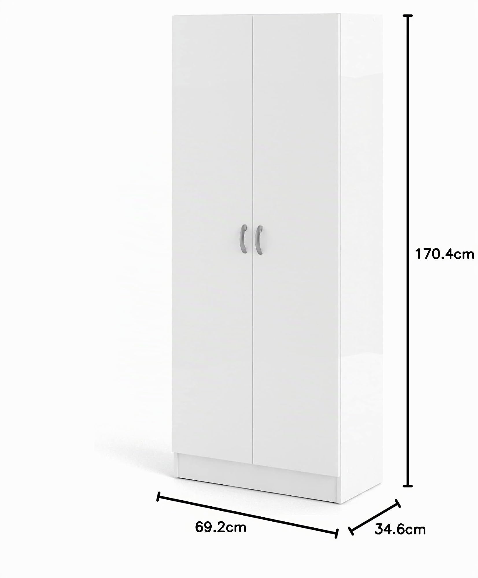 Arredo Stock Armadio bianco multifunzione due ante battenti, 69x35x170 cm