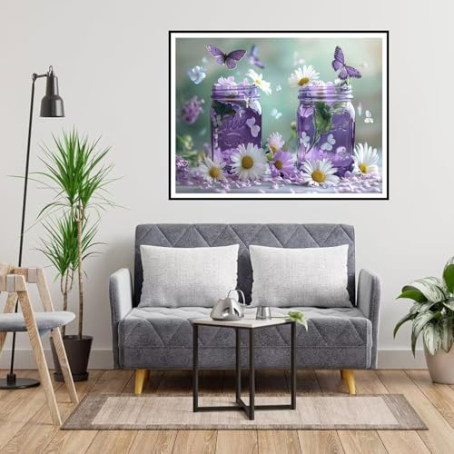Peinture Diamant 5D Violet Premium | Broderie Papillon d'Artisanat 80x120cm