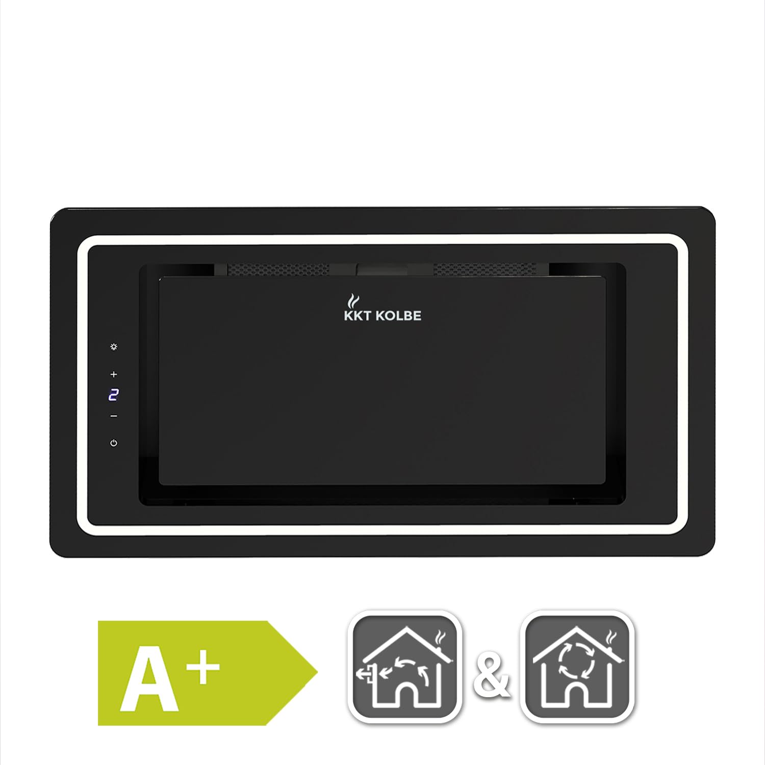 Cappa aspirante 52 cm | Cappa Isolotto | acciaio inossidabile | vetro nero | auto spegnimento | LB520