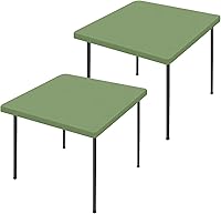 Vista 62 de Paquete de 2 manteles rectangulares de elastano de 4 pies, elásticos y ajustables para pícnic, cubierta de mesa de patio elástica y lavable