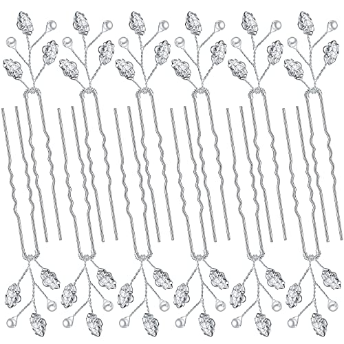 12 Pieces Bridal Hair Pins For Wedding Party Vintage Bridal Wedding Hair Pins Pearl Crystal Hair Accessory For Bride Bridesmaids Flower Girls #TOP14