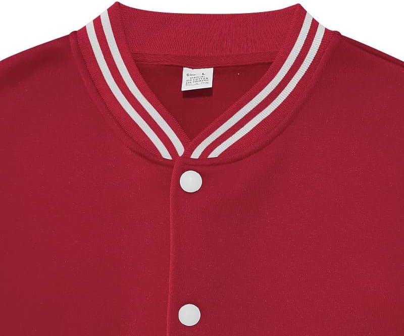 Men's Varsity Baseball Jacket Classic College Style Bomber Coat with Striped Ribbed Collar Casual Outerwear - Image 5