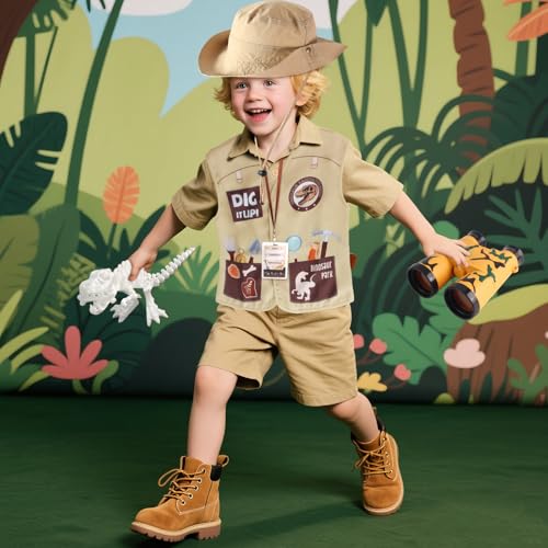 Disfraz infantil de paleontólogo dinosaurio Khaki miniatura 5