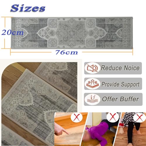 Alfombra antideslizante para escalones de 20 x 76 cm con respaldo de TPE 6