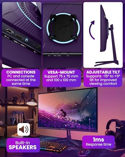 Image of Arozzi Gaming Monitor Nova 24 inch IPS 200Hz - Computer Monitor Full HD 1080p - Adaptive Sync, HDR10 & Flicker Free Display - 99% sRGB Color Accuracy - PC & Console Ready - Purple
