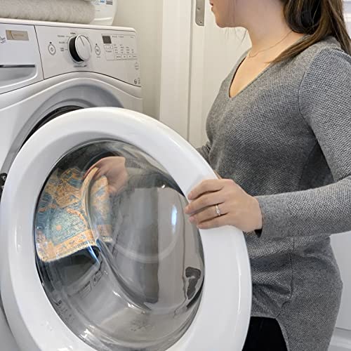 Softwoven Rugs, 5' Round Machine Washable Rug, 90% Cotton, Non-Slip, Family & Pet Friendly, Stain Resistant, Non-Shed, Traditional Vintage Area Rug For Living Room, Hallway - Blueand Lt. Brown #TOP7