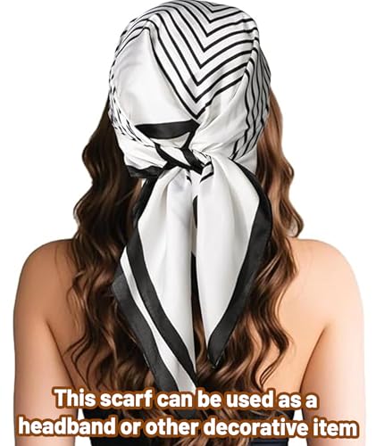 Image of 2Pcs Satin Scarf, Scarf for Women Stylish, Silk Scarves for Women 70x70cm, Satin Hair Scarf for Women, Elegant Head Scarf for Office, Travel, Casual Wear