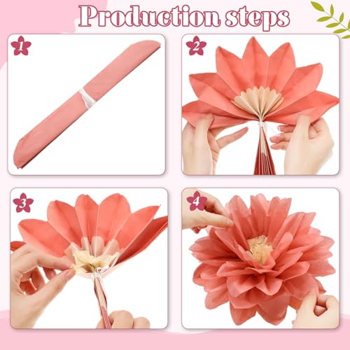 Image of Geyee 18 Pcs Mexican Paper Flowers Colorful Fiesta Tissue Paper Flowers Pom Poms Mexican Carnival for Floral Party Backdrop Wedding Birthday Party Craft, 6 inch 8 inch 10 inch(Vintage Color)