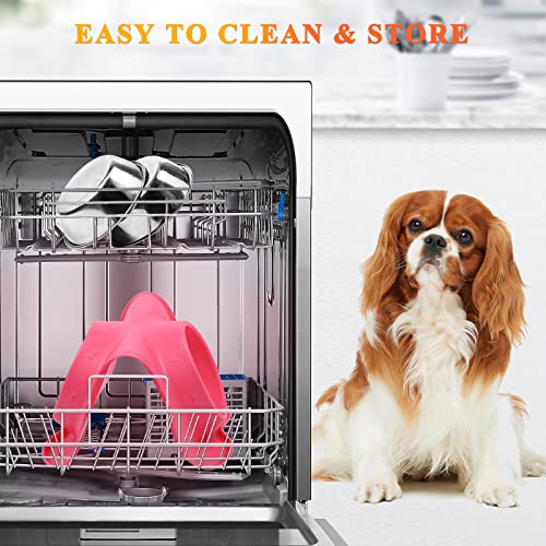 Vivaglory Dog Bowls, 28.5Oz Stainless Steel Water And Food Puppy Cat Bowls With Non Spill Skid Resistant Silicone Mat, Large, Pink #TOP4