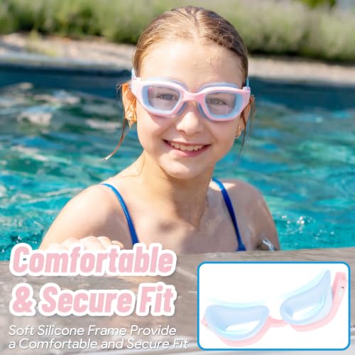 Image of Vvinca Kids Swim Goggles, Swimming Goggles for Kids 3-14 Anti-Fog UV Protection No Leak Pool Glasses for Boys Girls