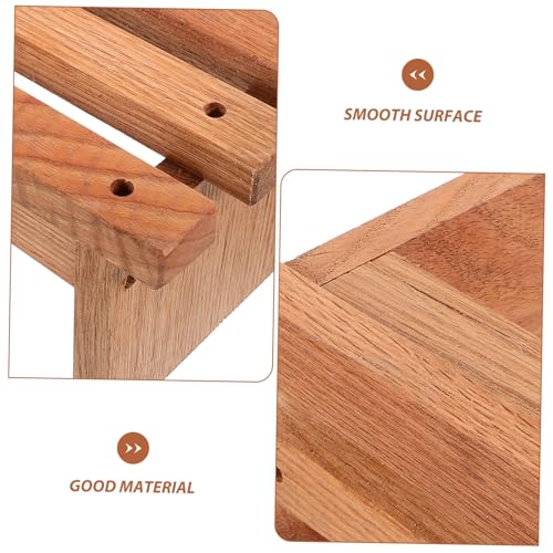 Escabel de madera premium PRETYZOOM de diseño robusto para estante de baño 4