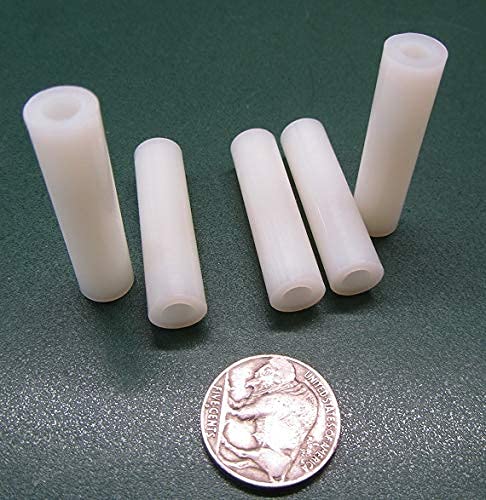Natural Nylon Spacer, Unthreaded, No. 10 Screw Size x .375" OD x .192" ID x 1.50" Length, 100 Pcs.
