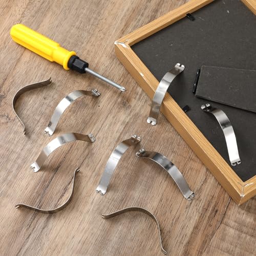 Image of Metal Spring Clips, 50 Pcs Stainless Steel Picture Frame Backing Clips Picture Framing Supplies Picture Frame Hardware Backing Clips Framing Tools for DIY Picture, 85x9mm