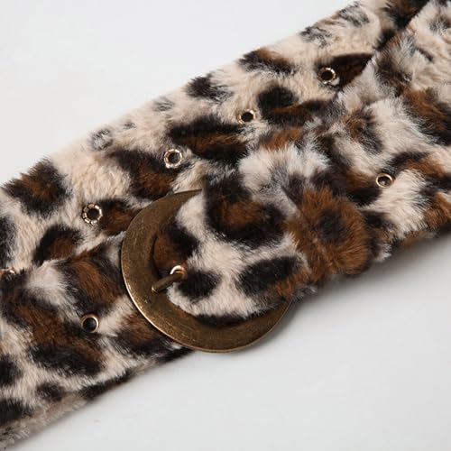 Waistband for Women Elegant Furred Plush Luxurious Belt Maillard Color Retro Girdle Belt Stylish Leopards Print4