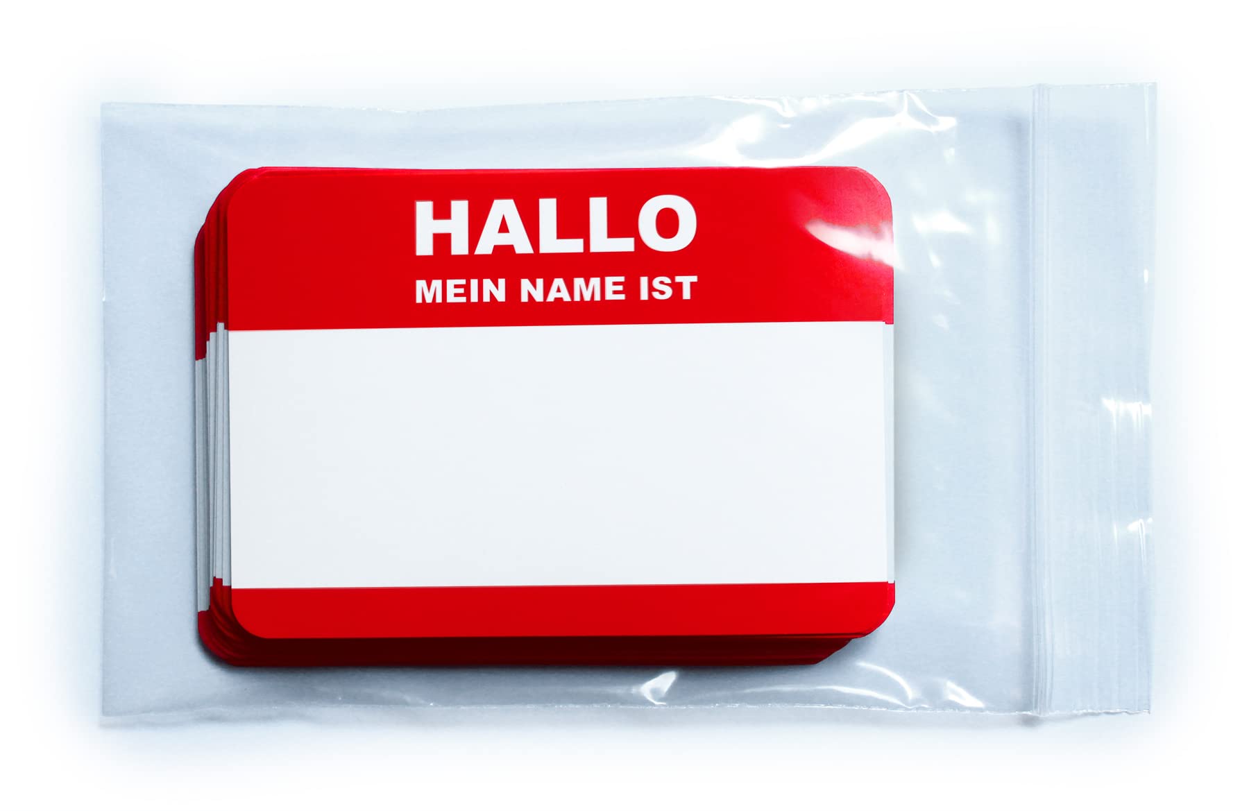Hallo Mein Name ist.. German Name Plate Sticker Pack, 50 Pieces, 10.5 cm x 7.4 cm, colour