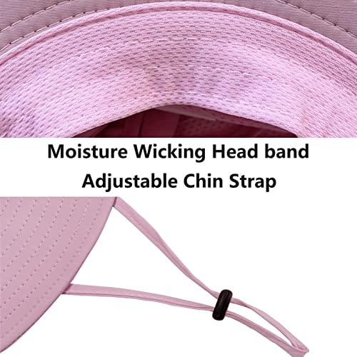 Upf 50+ Sun Fishing Hat For Men Women Wide Brim Hat With Detachable Face Cover & Neck Flap Pink #TOP4