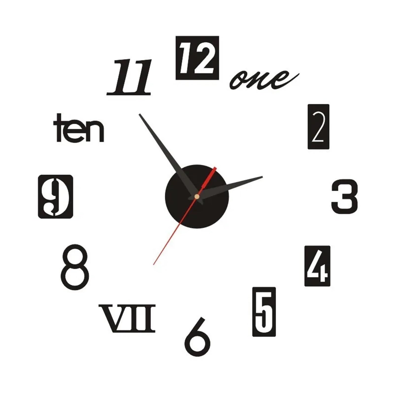 ZPFDSG Wall Sticker Clock DIY Wall Clock 40cm/16'' Frameless Modern 3D Wall Clock Mirror Sticker Clock for Home Office Hotel Restaurant School Decoration(Black-013)