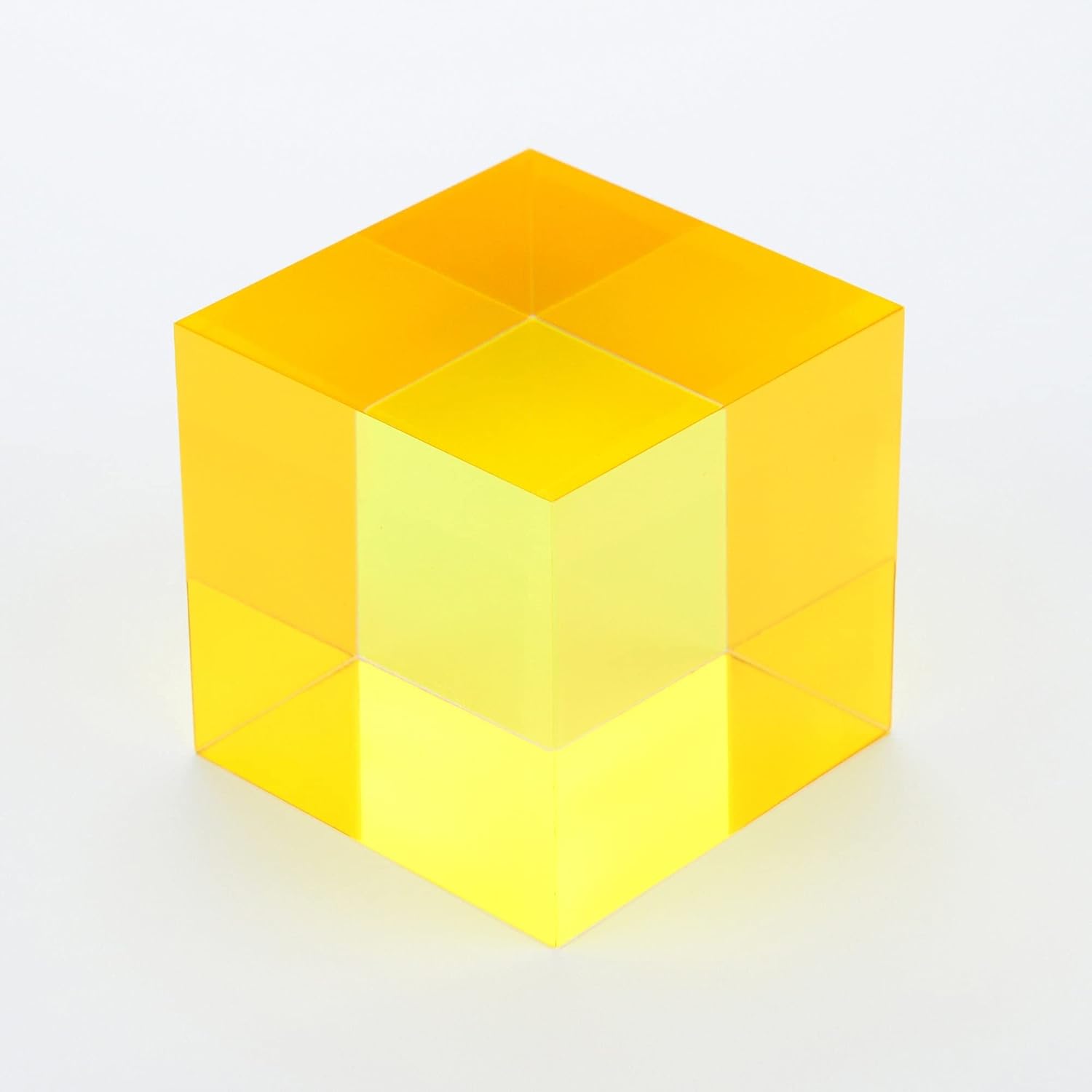 CMY Cubes The Y Cube (50mm) - Yellow Hue Cube - Optical Color Cube - Diamond Polished - Teaches Subtractive Color Mixing - Educational, Scientific, Physics & Kinetic Art Desk Object