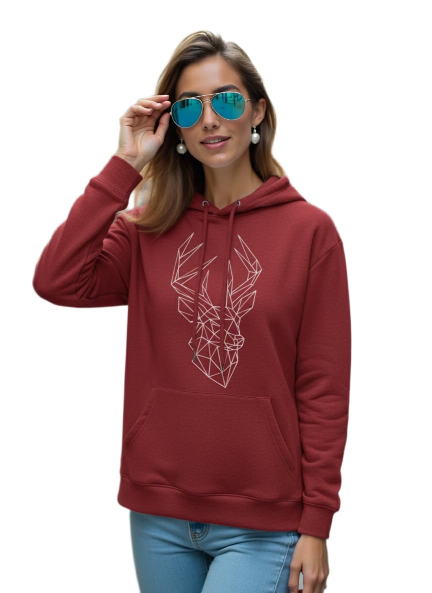 Women's Geometric Bear Print Hooded Sweatshirt, Fleece, Oversized Fit, Sweatshirt for Woman-image-24