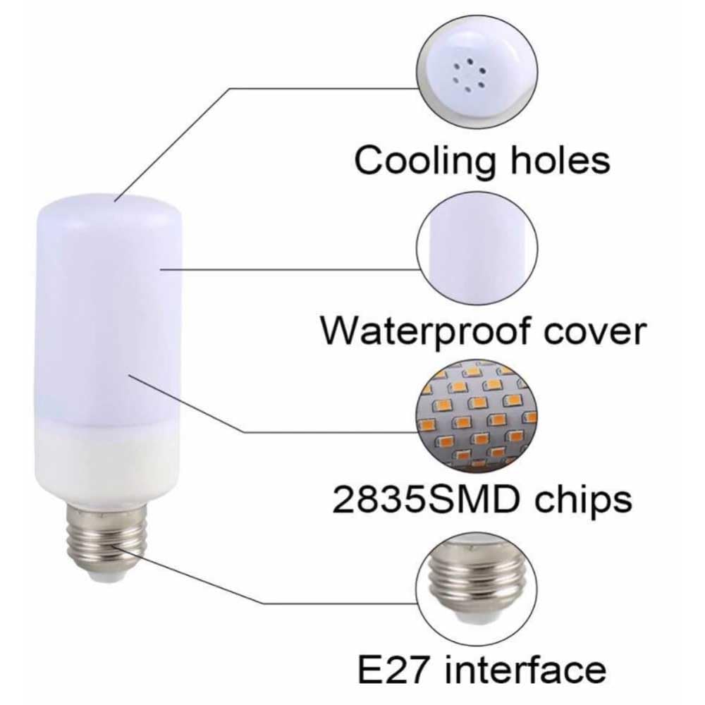 Confezione da 2/5 Lampadine LED Effetto Fiamma, Lampada a Fiamma a Tre Ingranaggi, Lampadina a Fiamma Flicker da 5 W Base E27, Lampadine a Fiamma con Punta Media per Lampadari Vintage per Lanterne