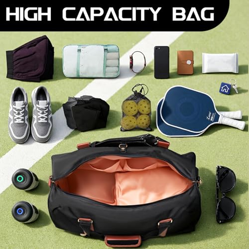 LUZZ Large Pickleball Bag with with Shoe Compartment and Paddle Cover Pocket Paddle Duffle Bag Sport Gym Handbag for Men & Women Black4