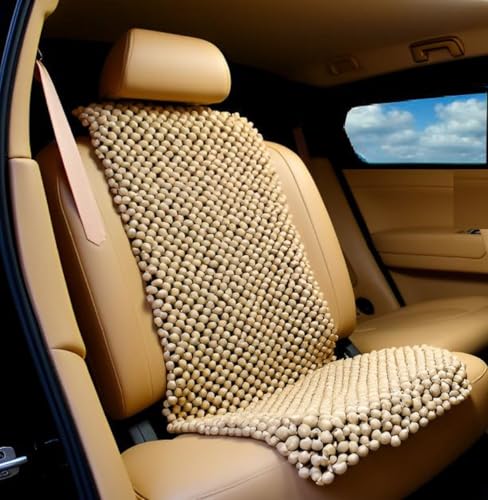 Image of Q1 Beads XXLBeige Wooden Car Beaded Seat Cover Cushion Suitable for All The Cars & SUVs, Office Chair, Home Chair (Universal Fit, 1 Pack)