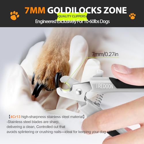 IREDOON Cortaúñas y recortadores de uñas para perros con lima de uñas, cuchillas profesionales de acero inoxidable 4CR13 ultra afiladas para razas pequeñas, medianas y grandes (gris) - imagen 2