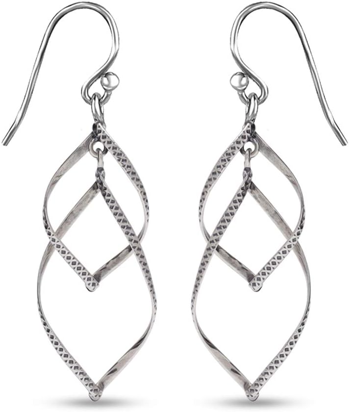 Charmsy 925 Sterling Silver Double Twisted Infinity Dangle Earrings for Women | Linear Marquise Large Loops Classic Infinity Drop Dangle Earrings - Image 4