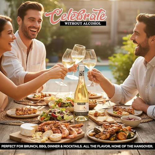 Image of ST. REGIS Non-Alcoholic Sauvignon Blanc - Low Calorie, Low Sugar - Crisp and Refreshing Tropical Fruity Rich Flavor from Germany Vineyards - 25.4 Fl Oz / 750ml