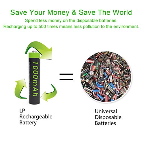 AAA Ni-MH Rechargeable Battery Pack, LP 8-Pack Triple-A Batteries with 1000mAh High Capacity for Clocks, Remotes, Toys… - Image 7