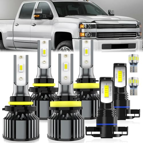 Image of For Chevy Silverado 2500 2015-2022 light Bulbs, Hi-Lo Dual Beam Fog Light Bulb License Plate Light Combo, Plug-and-Play Installation, 8 Pack