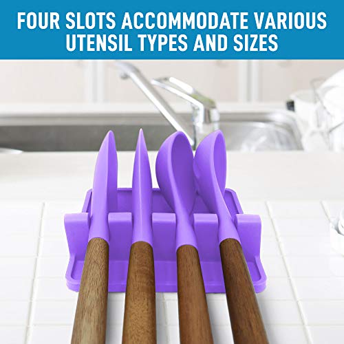 Image of Zulay Kitchen Silicone Utensil Rest with Drip Pad for Multiple Utensils - BPA-Free, Heat-Resistant Spoon Rest & Spoon Holder for Stove Top - Kitchen Utensil Holder for Ladles & Tongs - Mystic Violet