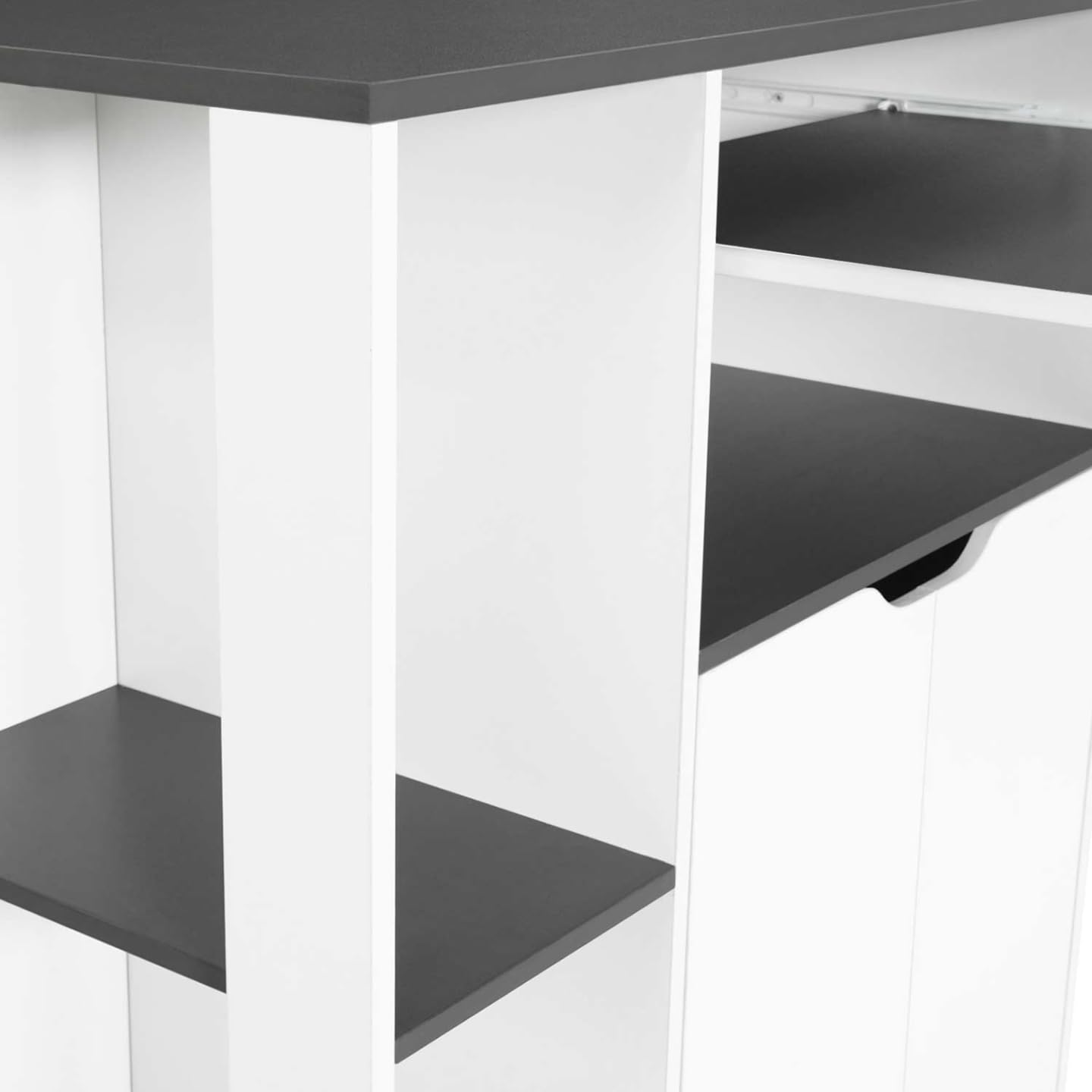 IDMarket - Aparador COSI, de madera blanca y tablero gris, 76 cm de largo
