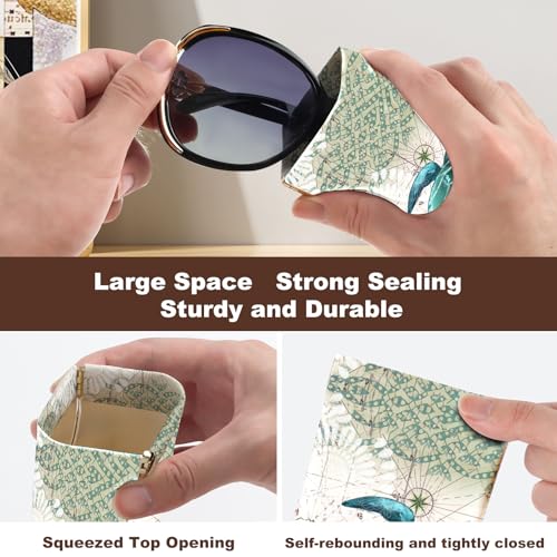 Image of Anikathy 2Pcs Sunglass Eyeglass Glasses Case Soft PU Leather with Cleaning Cloth Cute Glasses Pouch Bag for Men Women Girs