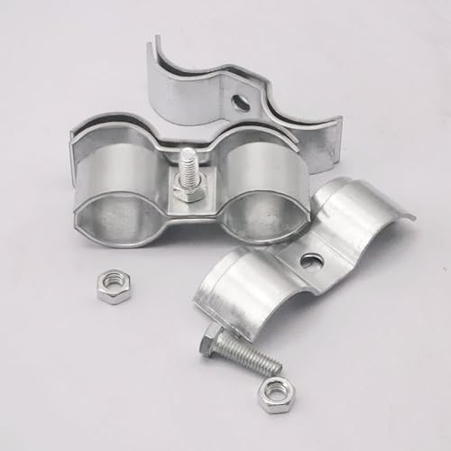 Miniatura 4 de Hdtyyln - Abrazadera de doble tubo, 6 abrazaderas de panel de valla de eslabones de cadena resistentes para conector de poste de estante,