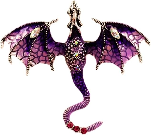 Purple Enamel Flying Dragon Broaches Pins,2.4 * 2.75cm