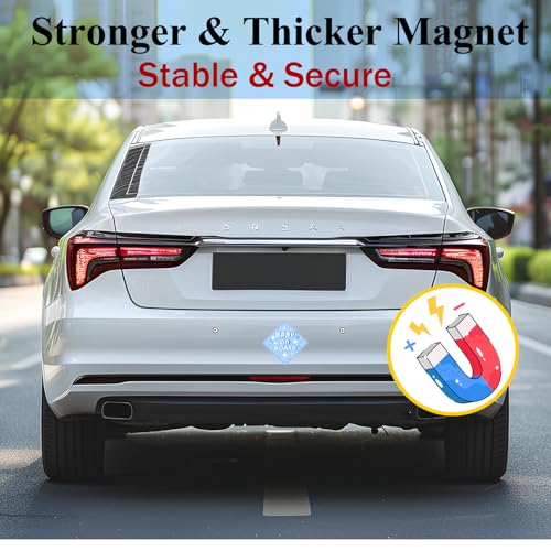 Image of 2 Pack Baby on Board Magnet for Car, Magnetic Safety Sign with Reflective, Strong Car Magnet Sticker, Waterproof Baby in Car Sign for Dad Mom, Easy to Attach and Remove 4.7 Inch(BLUE)