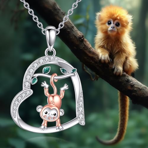 Image of Heart Necklace 925 Sterling Silver Animal Pendant Cute Heart Jewelry Gifts for Women Animal Lover