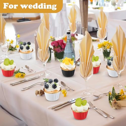 Image of 300 Pack Black Red White Cupcake Liners Disposable Foil Muffin Cup