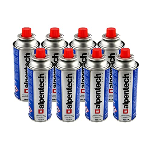 Pack de 8 cartouches gaz ALPENTECH 227g butane Bouteille de gaz UN2037 Bonbonne pour réchauds et désherbeurs thermiques