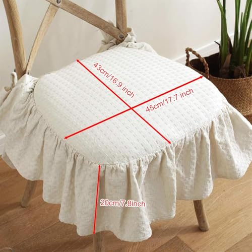 Cojín de asiento de algodón con lazos para sillas de madera 6