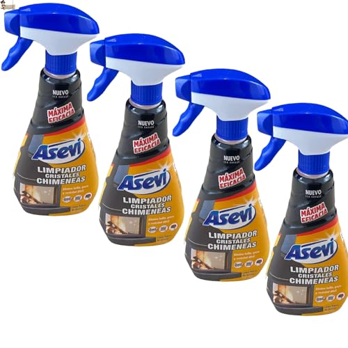 BricoLoco.com Limpia cristales estufa, chimenea, horno, barbacoa. Pack 4 uds. Spray pulverizador 650 ml. Potente limpiador hollín, grasa y suciedad difícil (4)