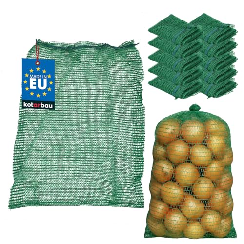 KOTARBAU® 10er Set Raschelsack - Kartoffelsack - 35 x 50 cm - Obstsack - 5 kg - Polypropylen - Gemüsenetz - Aufbewahrungssack - für Zwiebeln - Kartoffel - Gemüse - Grün