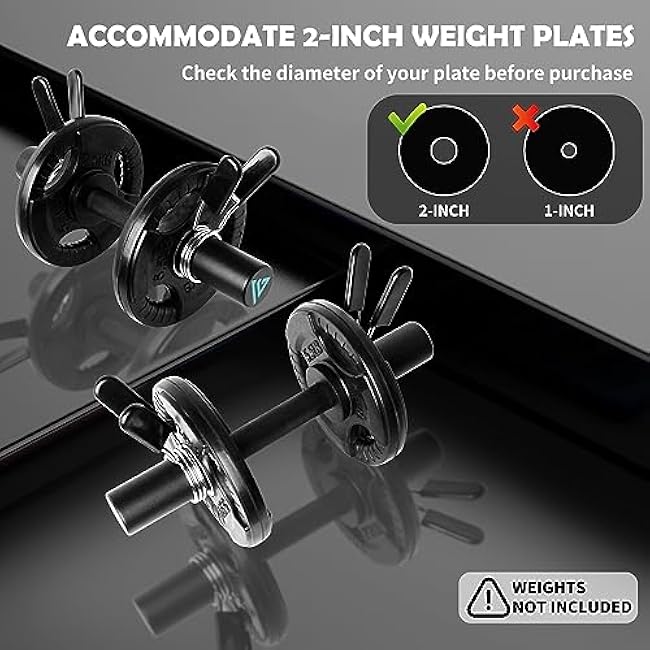16 Olympic Dumbbell Handle, Dumbbell Bar for 2-inch Olympic Weight Plates, Loadable Dumbbells for Home Gym Strength Training, 2 Pair of Spring Collars Included
