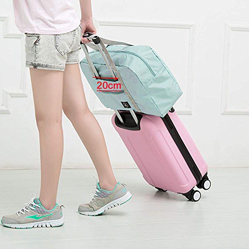 Unova Folding Travel Duffel Bag Packable Light Nylon Water Resistant Tote Weekend Getaway Overnight Carry-on Shoulder (Mint Green)